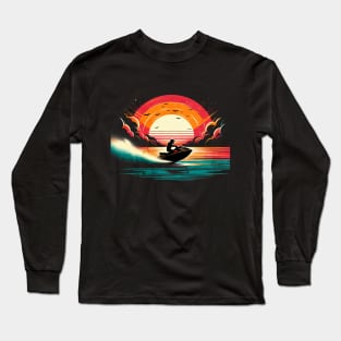 Vintage Jetski Sunset Design Long Sleeve T-Shirt